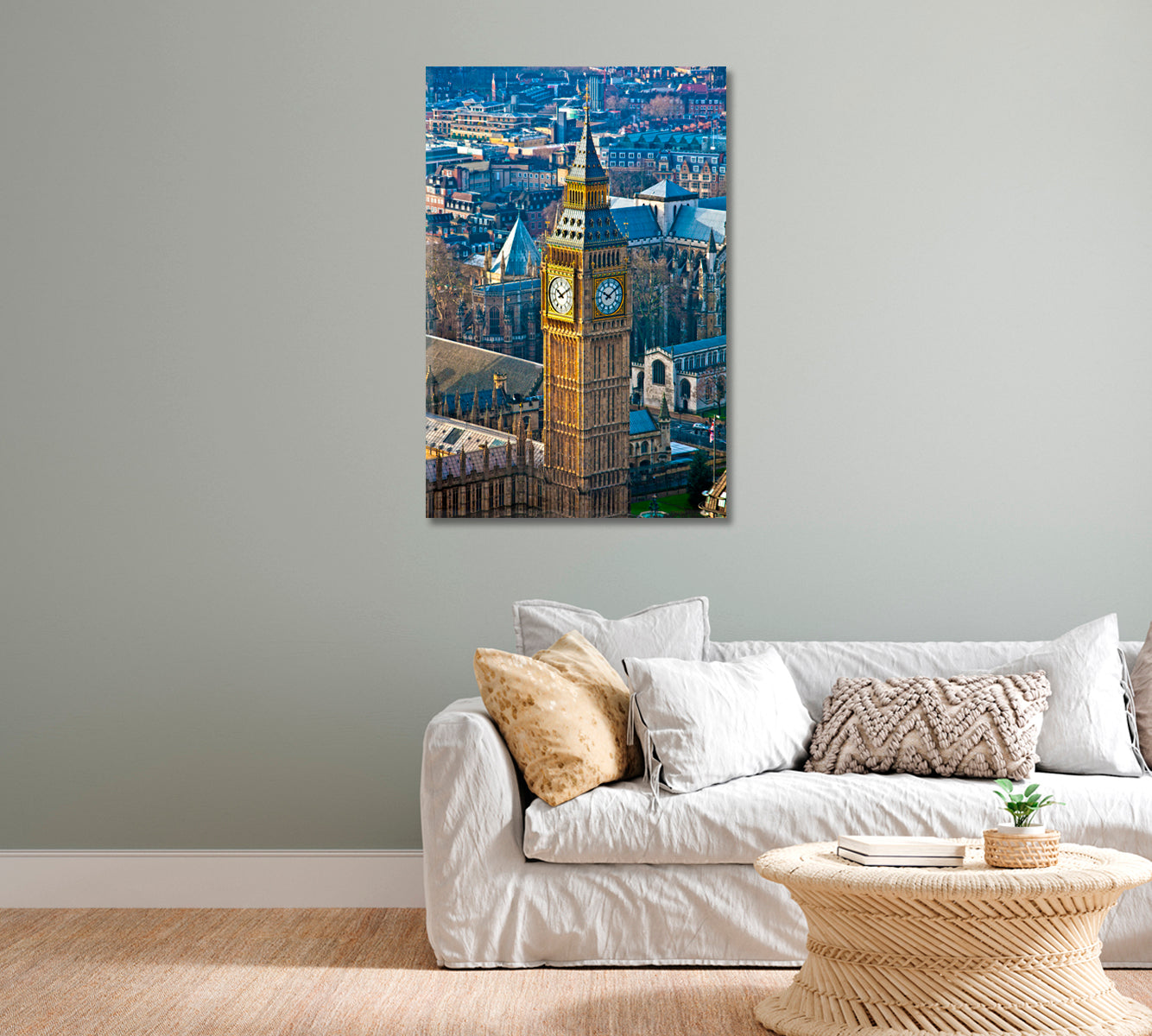 Big Ben Clock Tower Wall Art-Canvas Print-CetArt-1 panel-16x24 inches-CetArt