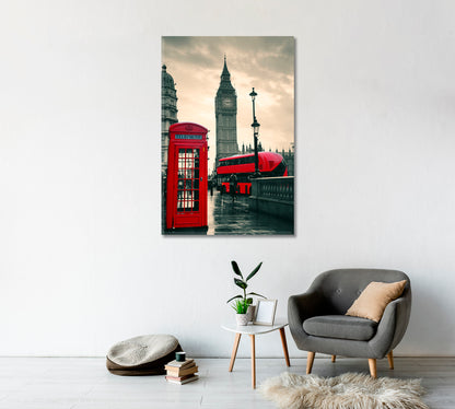 London Red Telephone Box Art Print-Canvas Print-CetArt-1 panel-16x24 inches-CetArt