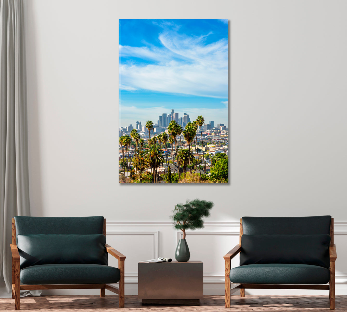 Los Angeles Skyline Print Wall Art-Canvas Print-CetArt-1 panel-16x24 inches-CetArt