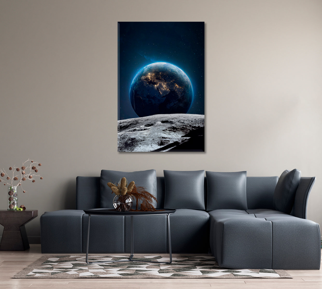 Moon Surface and Earth Canvas Print-Canvas Print-CetArt-1 panel-16x24 inches-CetArt