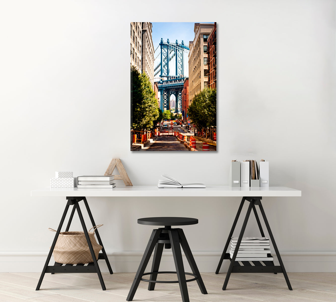 Manhattan Bridge Brooklyn Canvas Wall Decor-Canvas Print-CetArt-1 panel-16x24 inches-CetArt