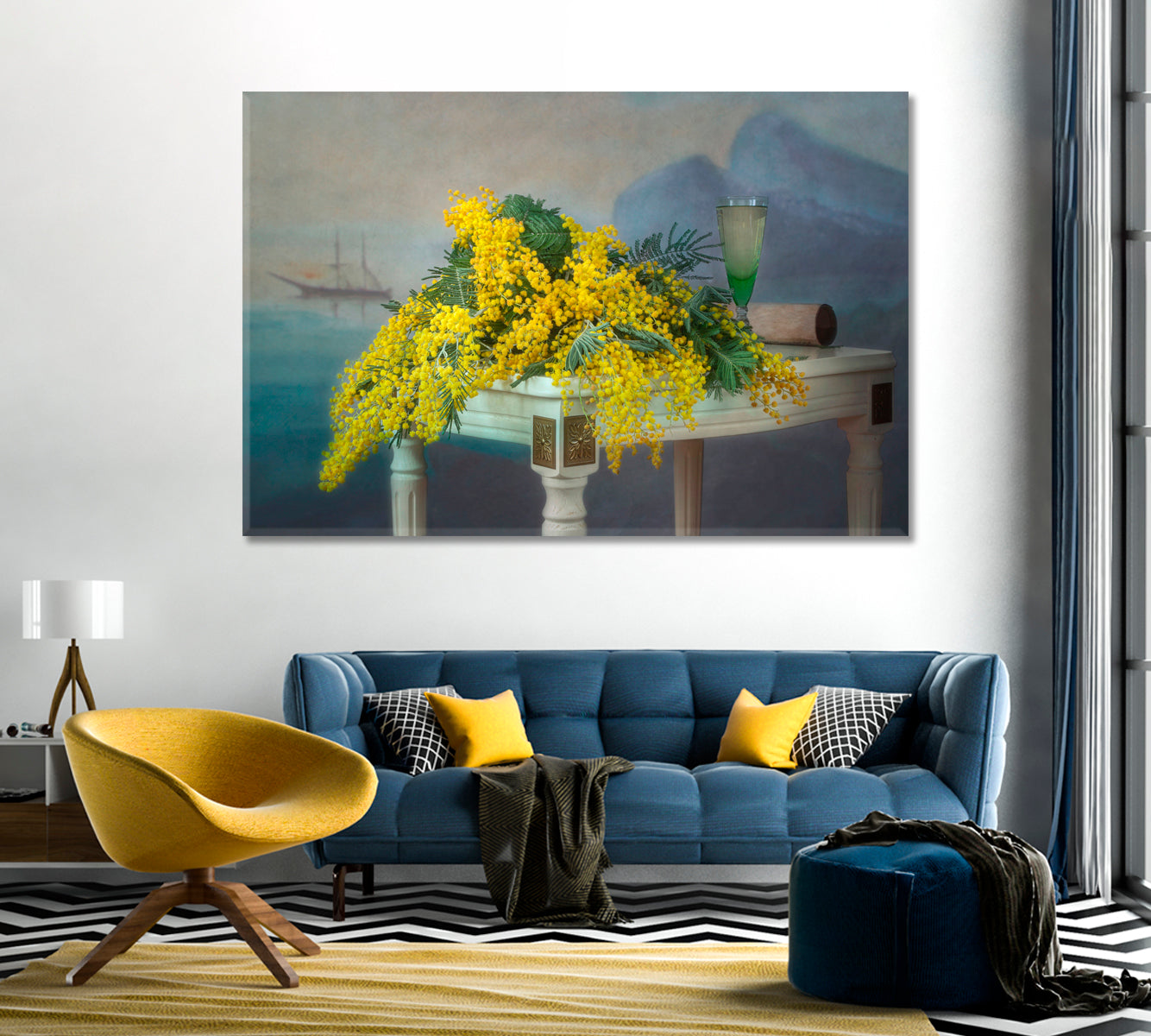 Mimosa Branches Still Life Wall Decor-Canvas Print-CetArt-1 Panel-24x16 inches-CetArt