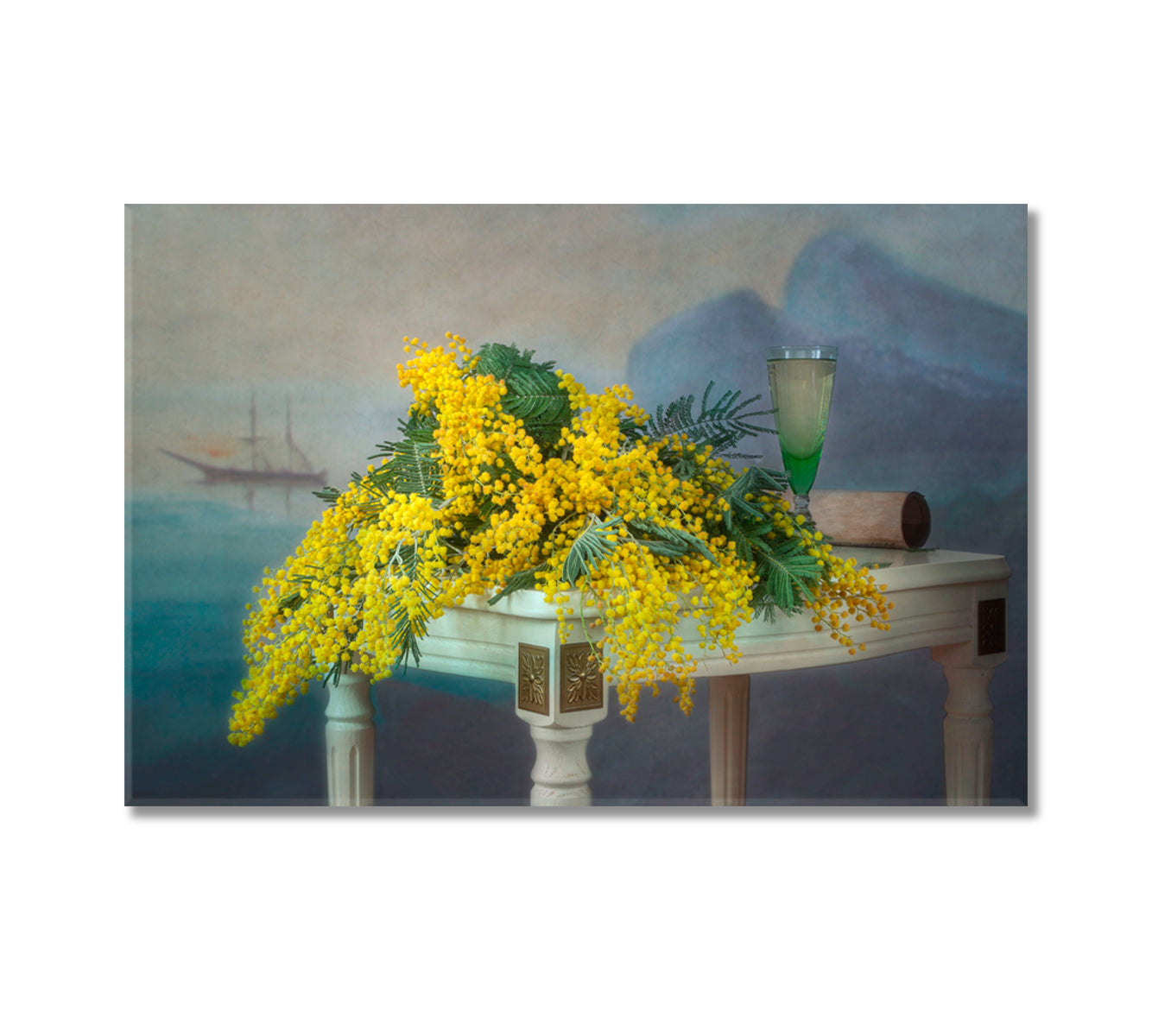 Mimosa Branches Still Life Wall Decor-Canvas Print-CetArt-1 Panel-24x16 inches-CetArt