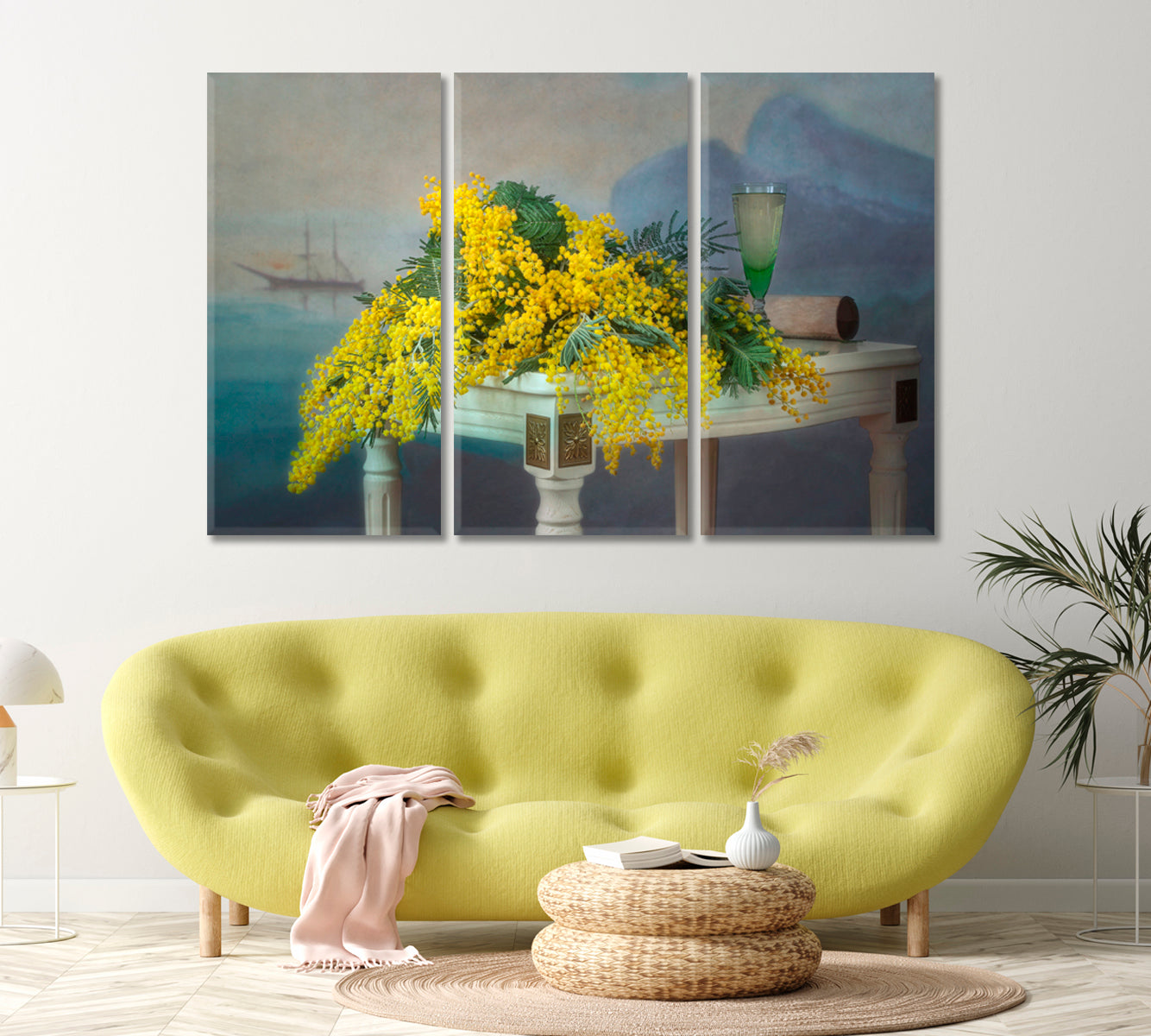 Mimosa Branches Still Life Wall Decor-Canvas Print-CetArt-1 Panel-24x16 inches-CetArt