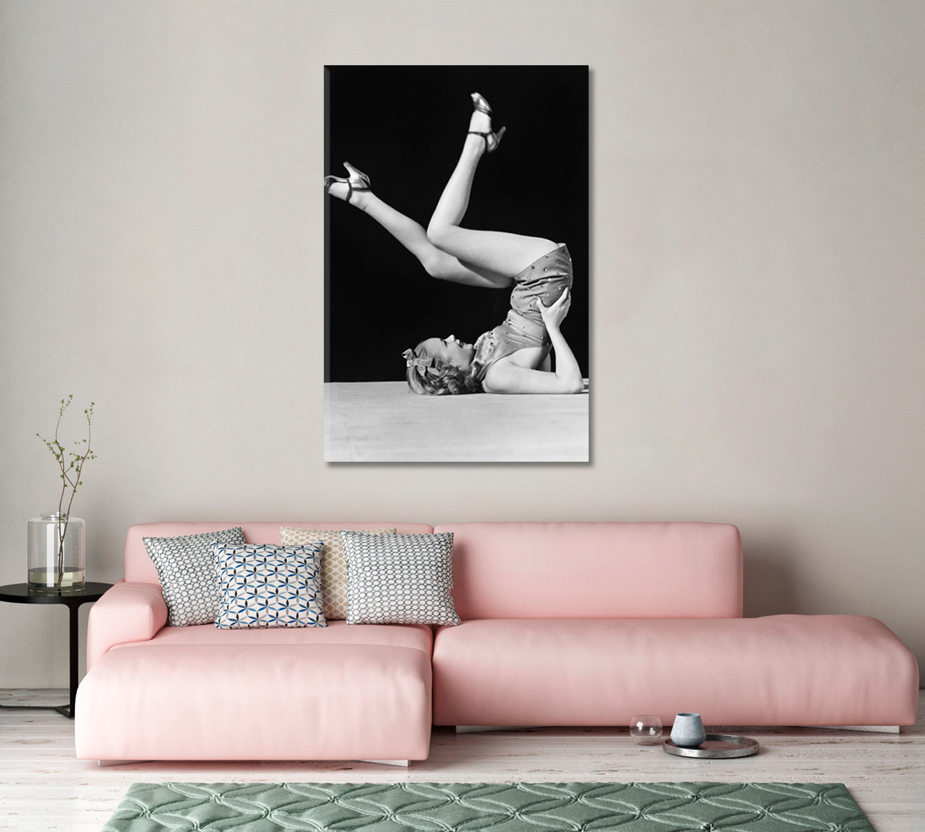 Woman Gymnast Black And White Print-Canvas Print-CetArt-1 panel-16x24 inches-CetArt