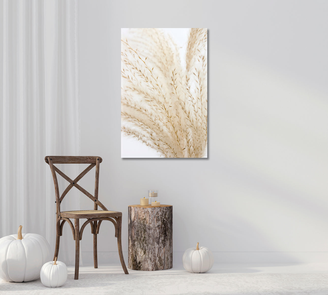 Pampas Grass Minimalistic Canvas Wall Art-Canvas Print-CetArt-1 panel-16x24 inches-CetArt