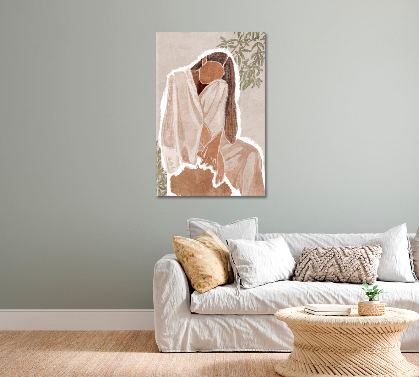 Minimalist Boho Woman Portrait Canvas Print-Canvas Print-CetArt-1 panel-16x24 inches-CetArt