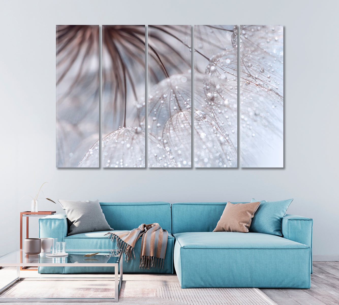 Dandelion with Drops Modern Wall Art-Canvas Print-CetArt-1 Panel-24x16 inches-CetArt