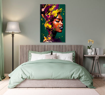 Colorful Woman Portrait Modern Wall Art-Canvas Print-CetArt-1 panel-16x24 inches-CetArt