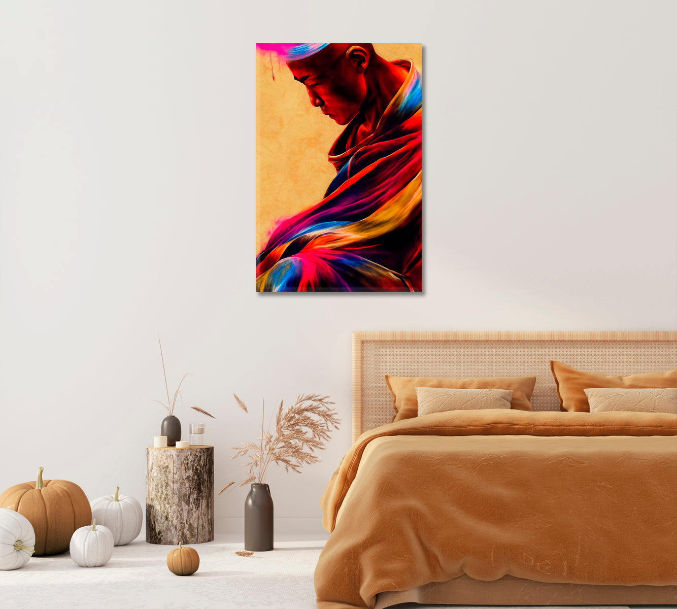 Monk Meditating Canvas Home Wall Art-Canvas Print-CetArt-1 panel-16x24 inches-CetArt