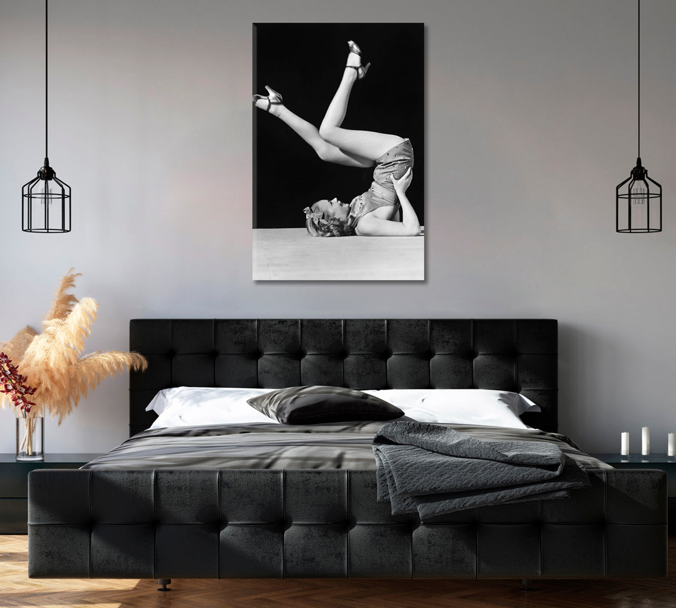 Woman Gymnast Black And White Print-Canvas Print-CetArt-1 panel-16x24 inches-CetArt