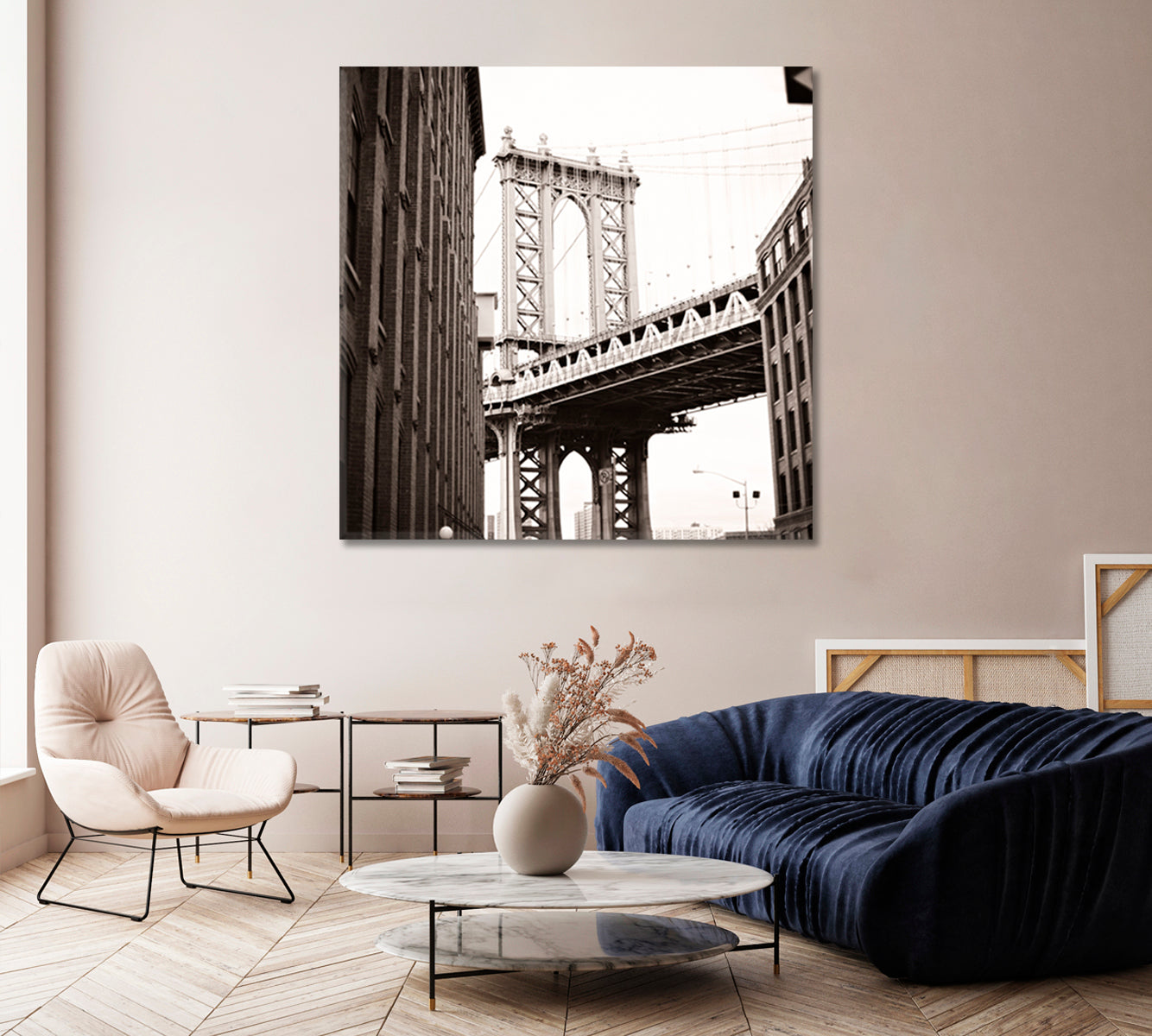 New York City Black White Art Canvas-Canvas Print-CetArt-1 panel-12x12 inches-CetArt