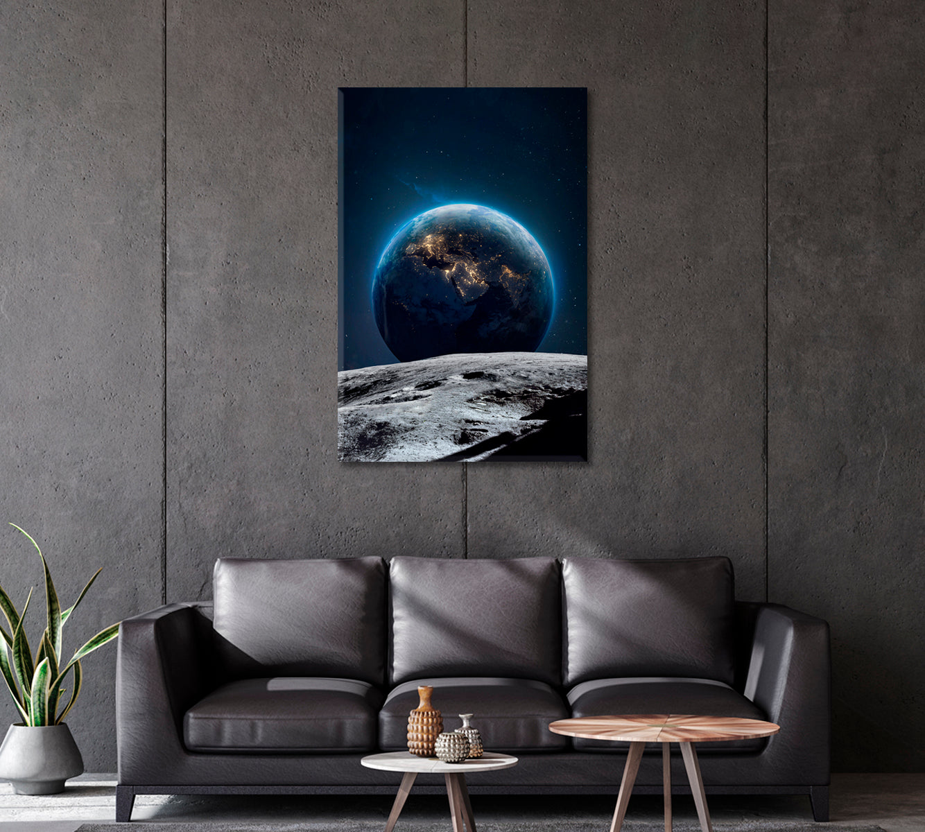 Moon Surface and Earth Canvas Print-Canvas Print-CetArt-1 panel-16x24 inches-CetArt