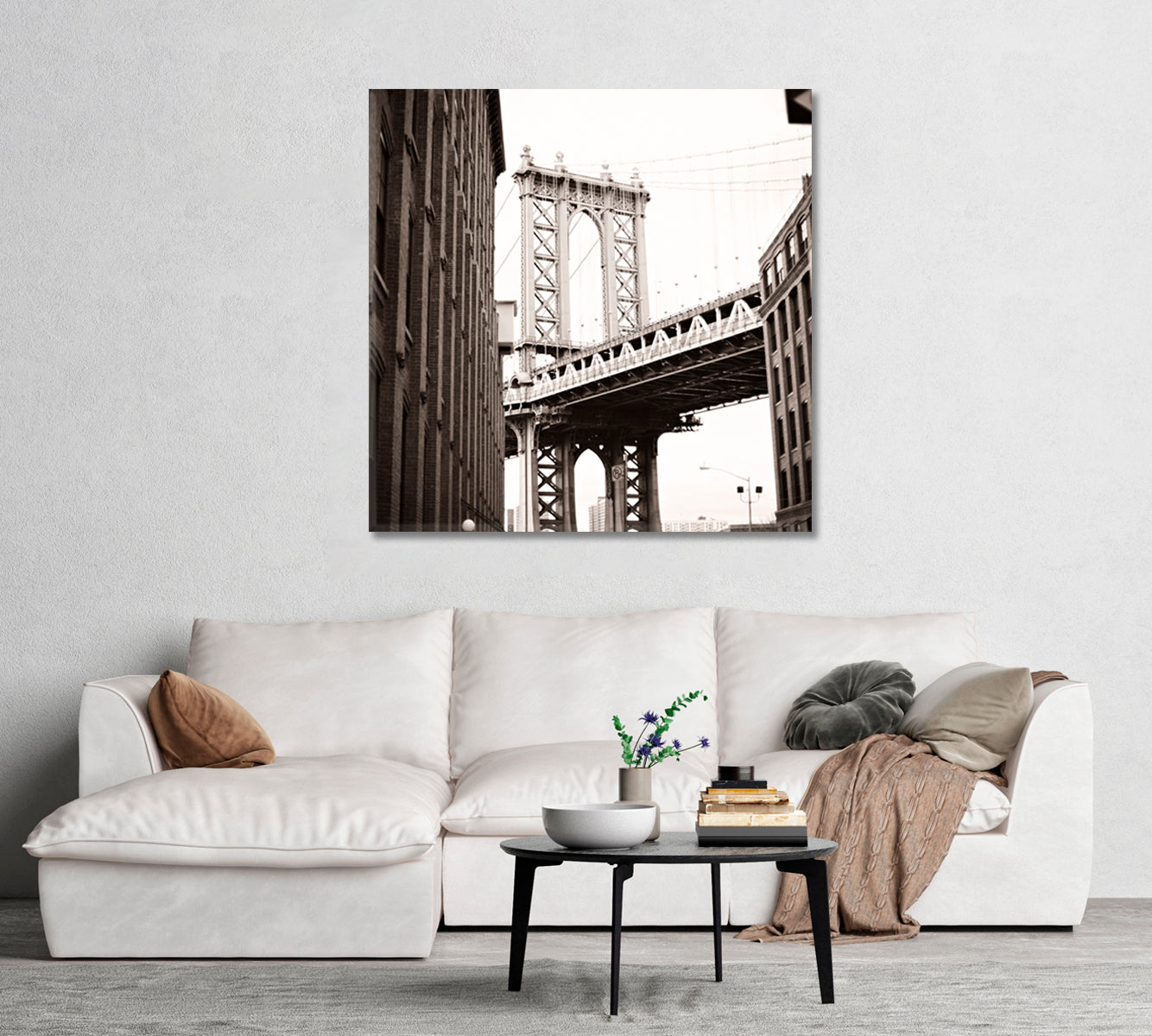 New York City Black White Art Canvas-Canvas Print-CetArt-1 panel-12x12 inches-CetArt