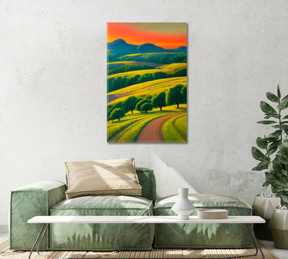 Green Fields Art Print Wall Decor-Canvas Print-CetArt-1 panel-16x24 inches-CetArt