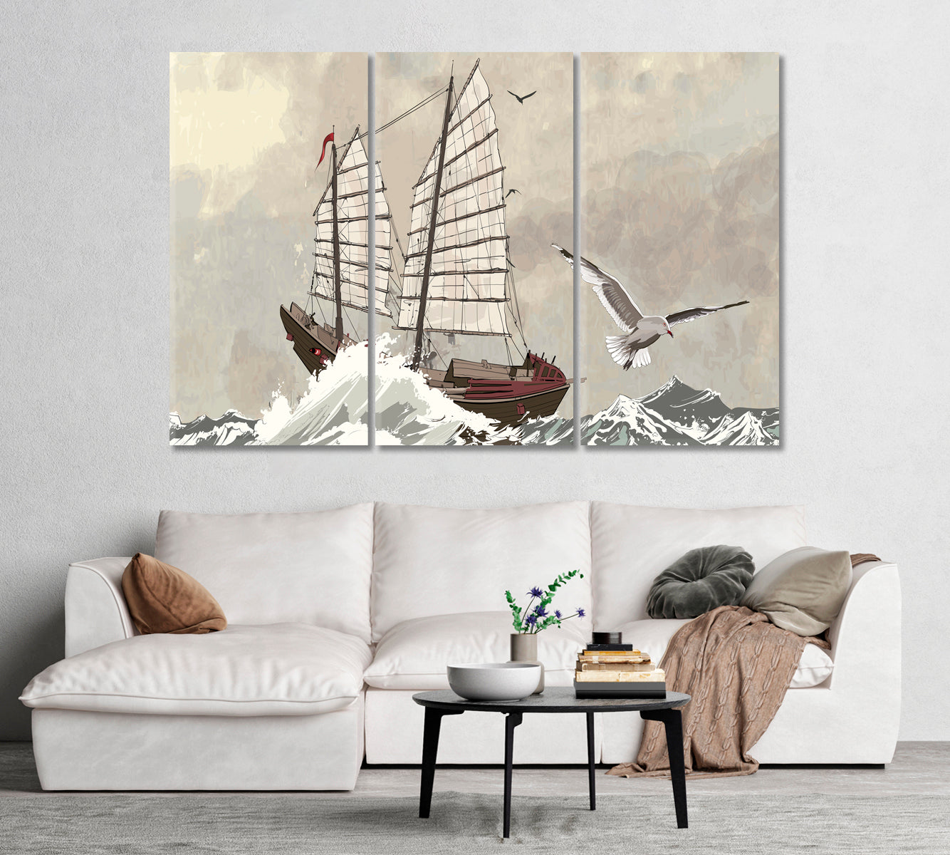 Old Sailing Ship Canvas Interior Design-Canvas Print-CetArt-1 Panel-24x16 inches-CetArt