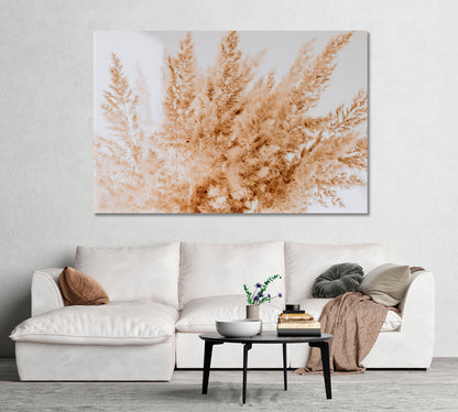 Neutral Beige Reeds Farmhouse Wall Art-Canvas Print-CetArt-1 Panel-24x16 inches-CetArt