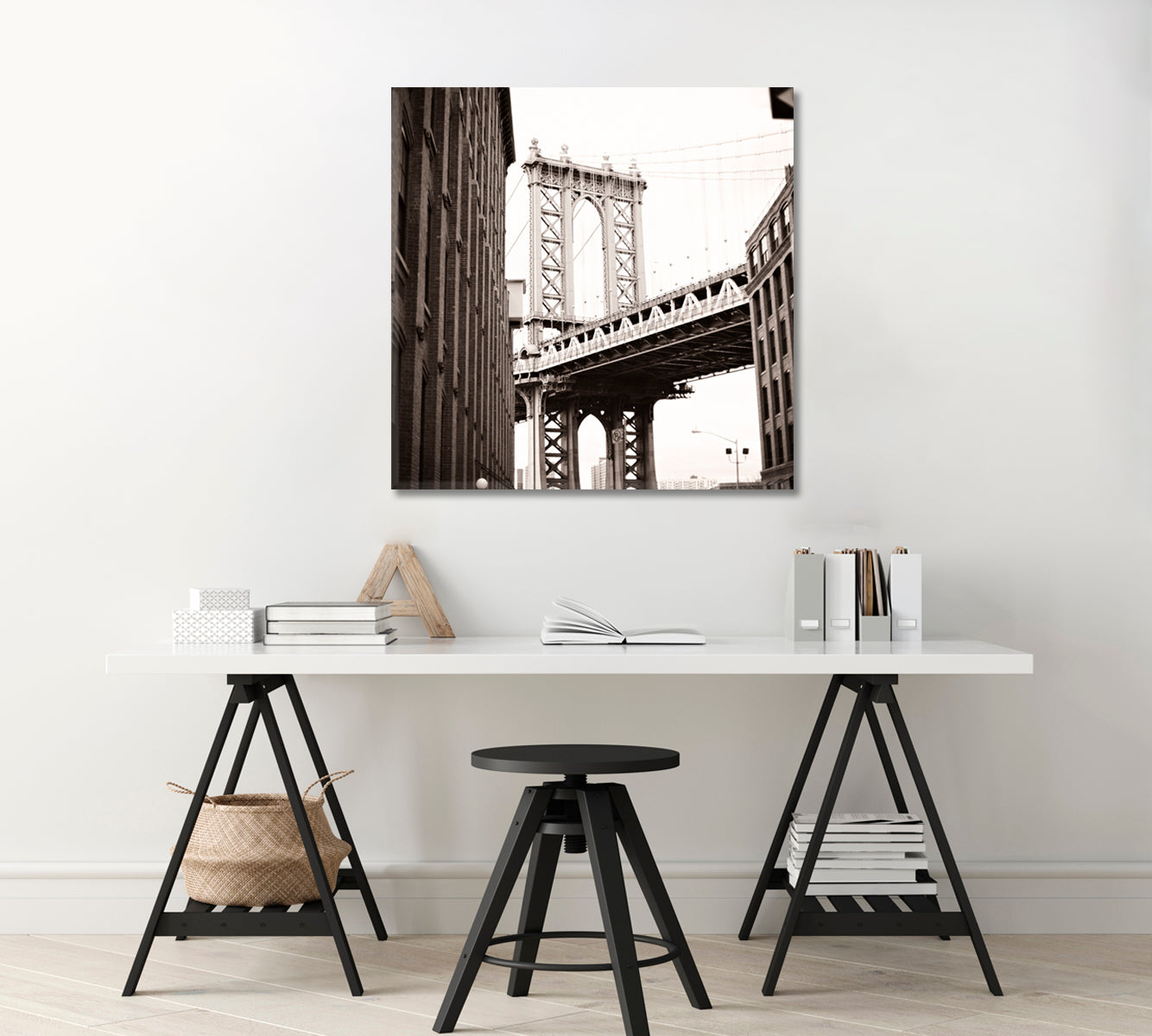 New York City Black White Art Canvas-Canvas Print-CetArt-1 panel-12x12 inches-CetArt