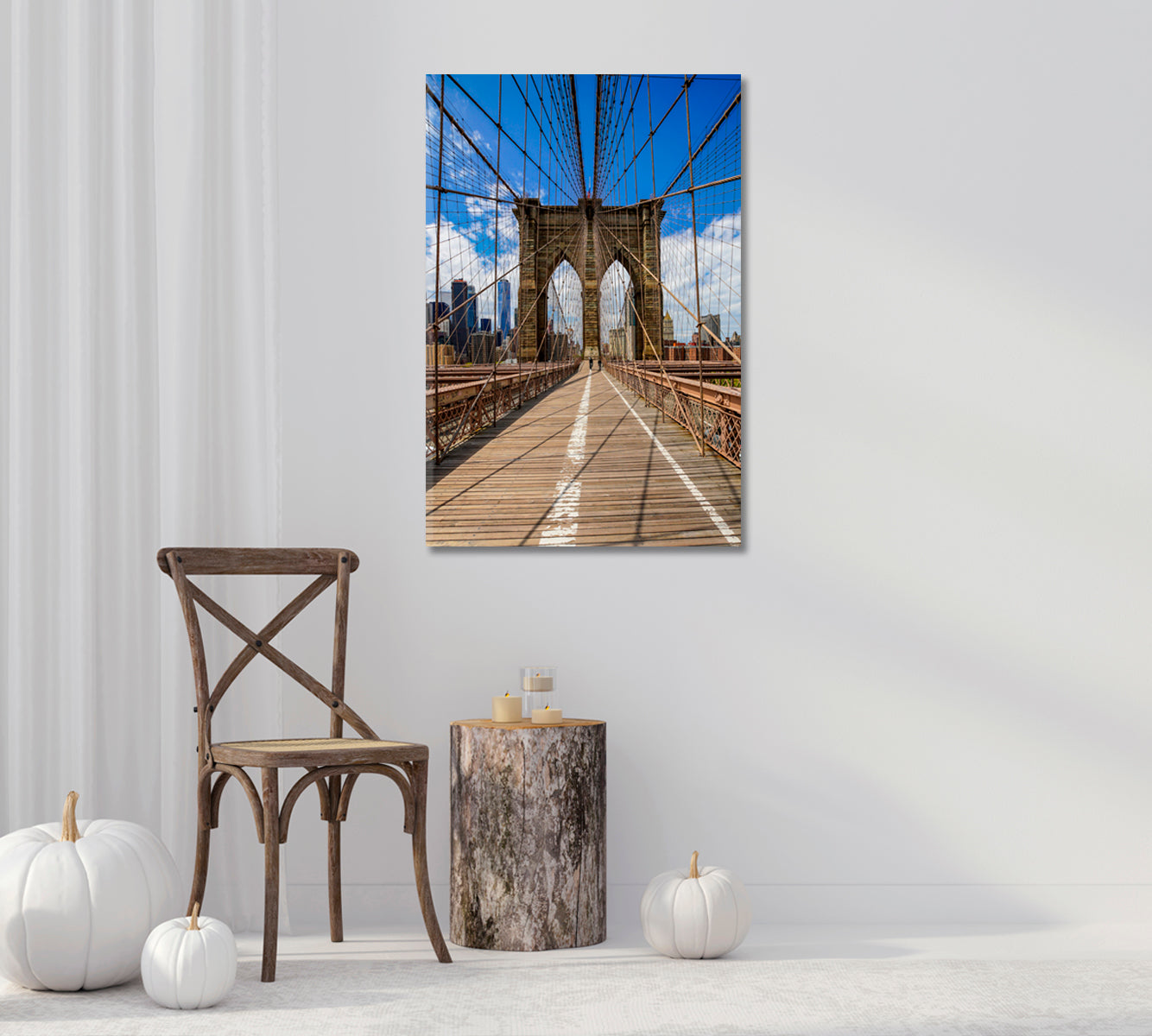 Brooklyn Bridge Trendy Giclee Print-Canvas Print-CetArt-1 panel-16x24 inches-CetArt