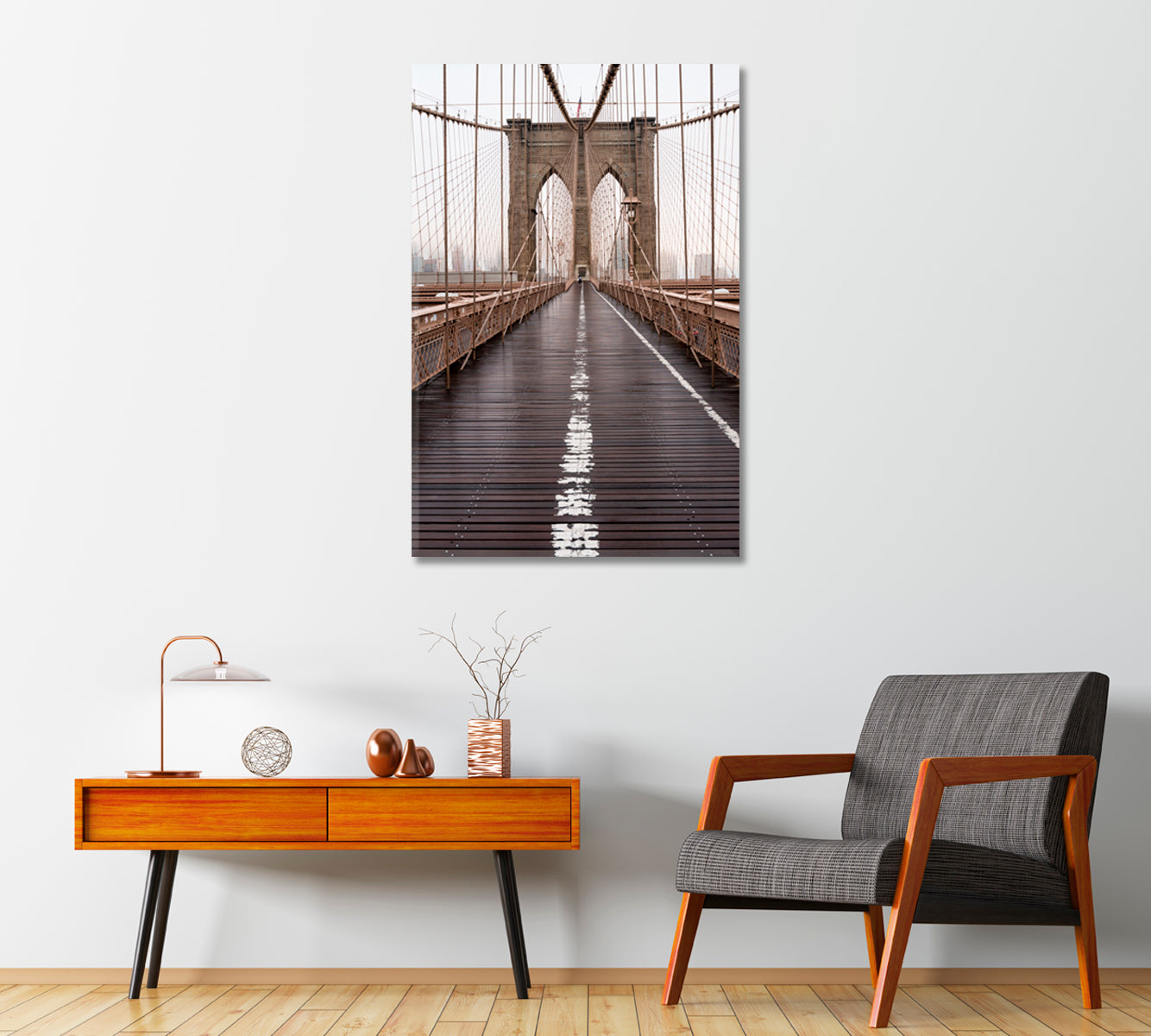 Brooklyn Bridge NYC Wall Art Decor-Canvas Print-CetArt-1 panel-16x24 inches-CetArt