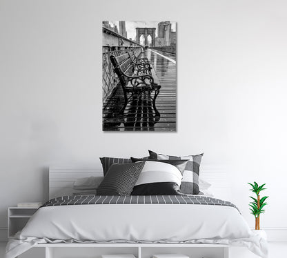 Brooklyn Bridge NY Black White Art Print-Canvas Print-CetArt-1 panel-16x24 inches-CetArt