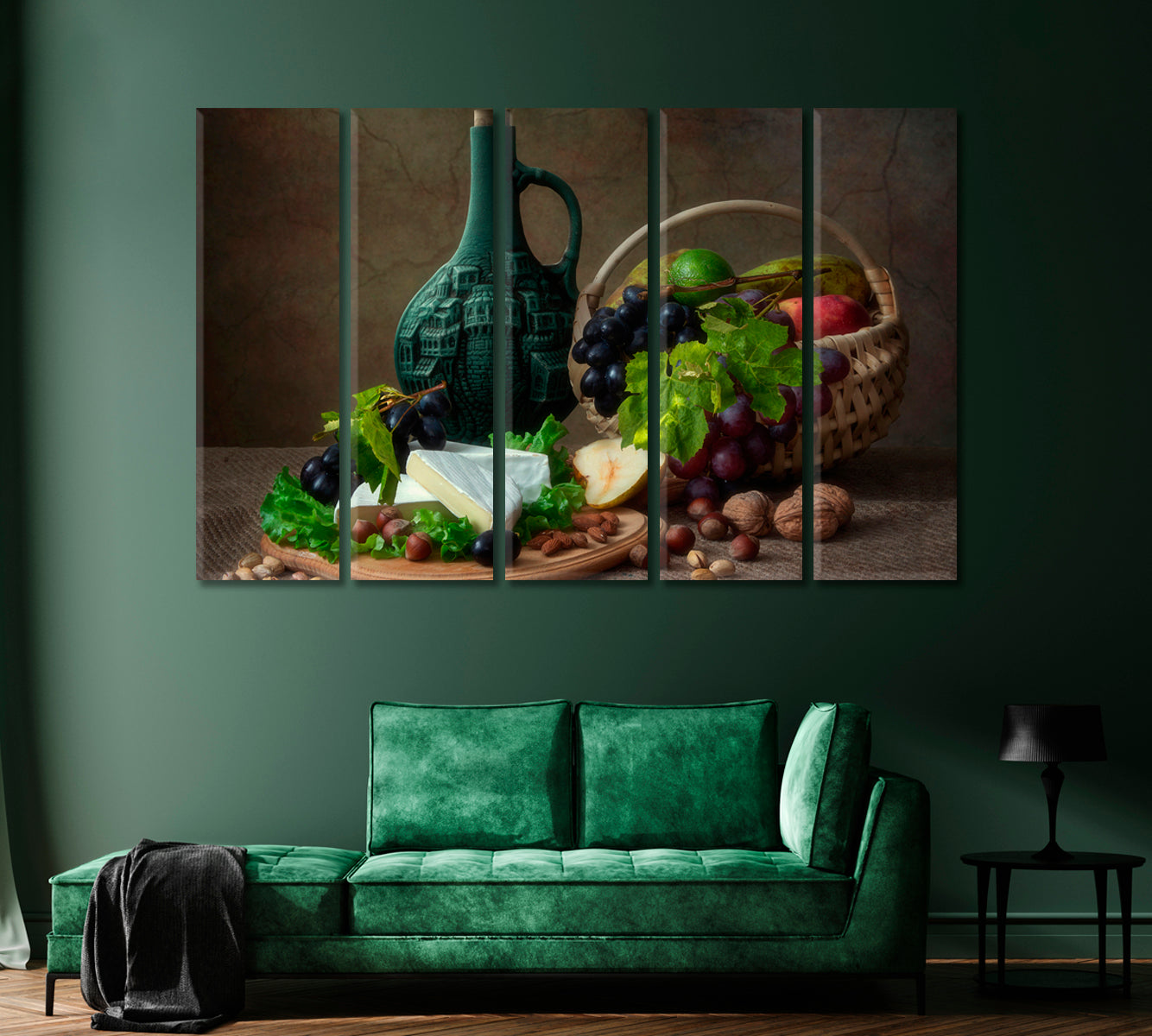 Nuts and Cheese Still Life Art-Canvas Print-CetArt-1 Panel-24x16 inches-CetArt