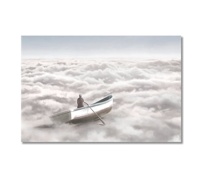 Boat in Clouds Sea Art Print-Canvas Print-CetArt-1 Panel-24x16 inches-CetArt