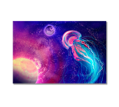 Space Jellyfish Modern Wall Art-Canvas Print-CetArt-1 Panel-24x16 inches-CetArt