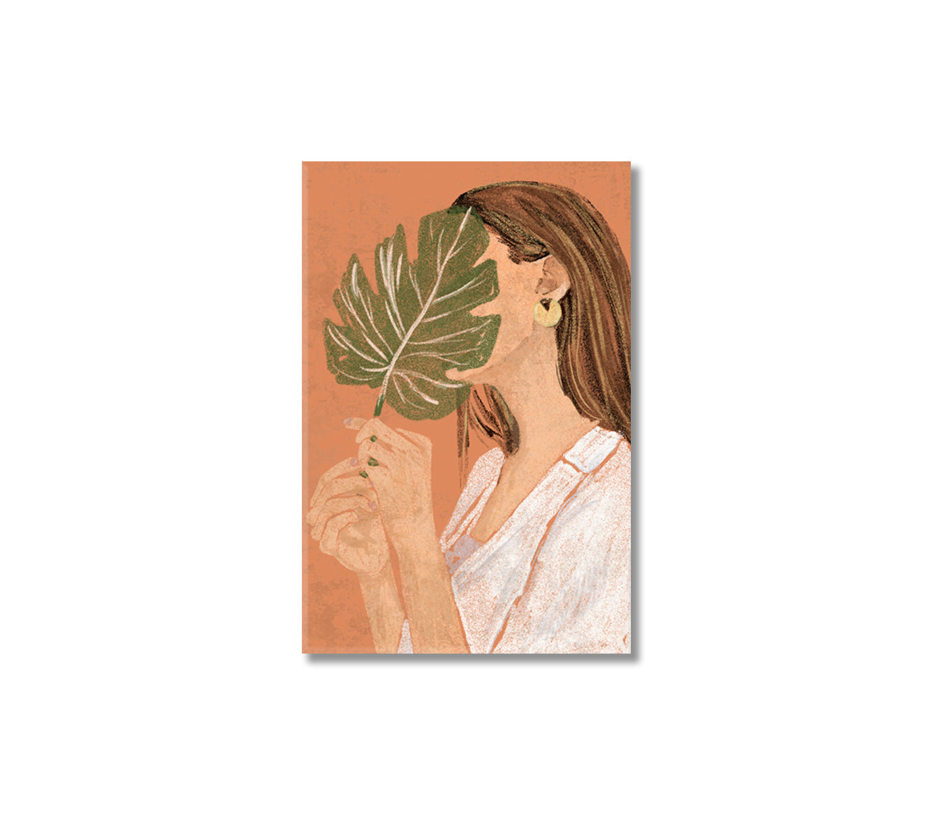 Woman Portrait with Palm Leaf Canvas-Canvas Print-CetArt-1 panel-16x24 inches-CetArt