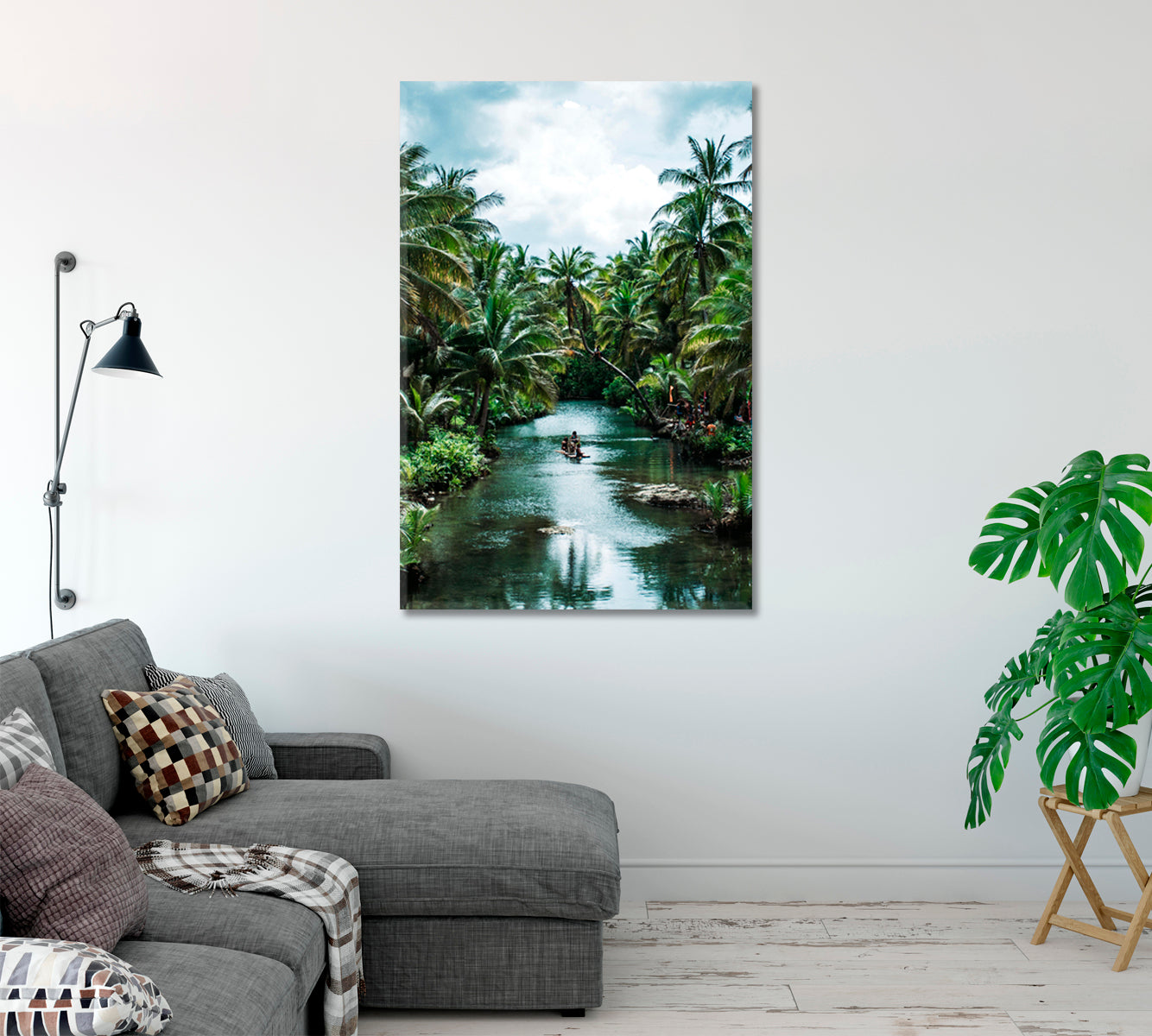 Palm Tree Jungle River Canvas Print-Canvas Print-CetArt-1 panel-16x24 inches-CetArt