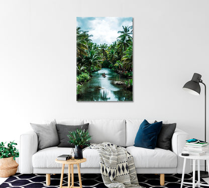 Palm Tree Jungle River Canvas Print-Canvas Print-CetArt-1 panel-16x24 inches-CetArt