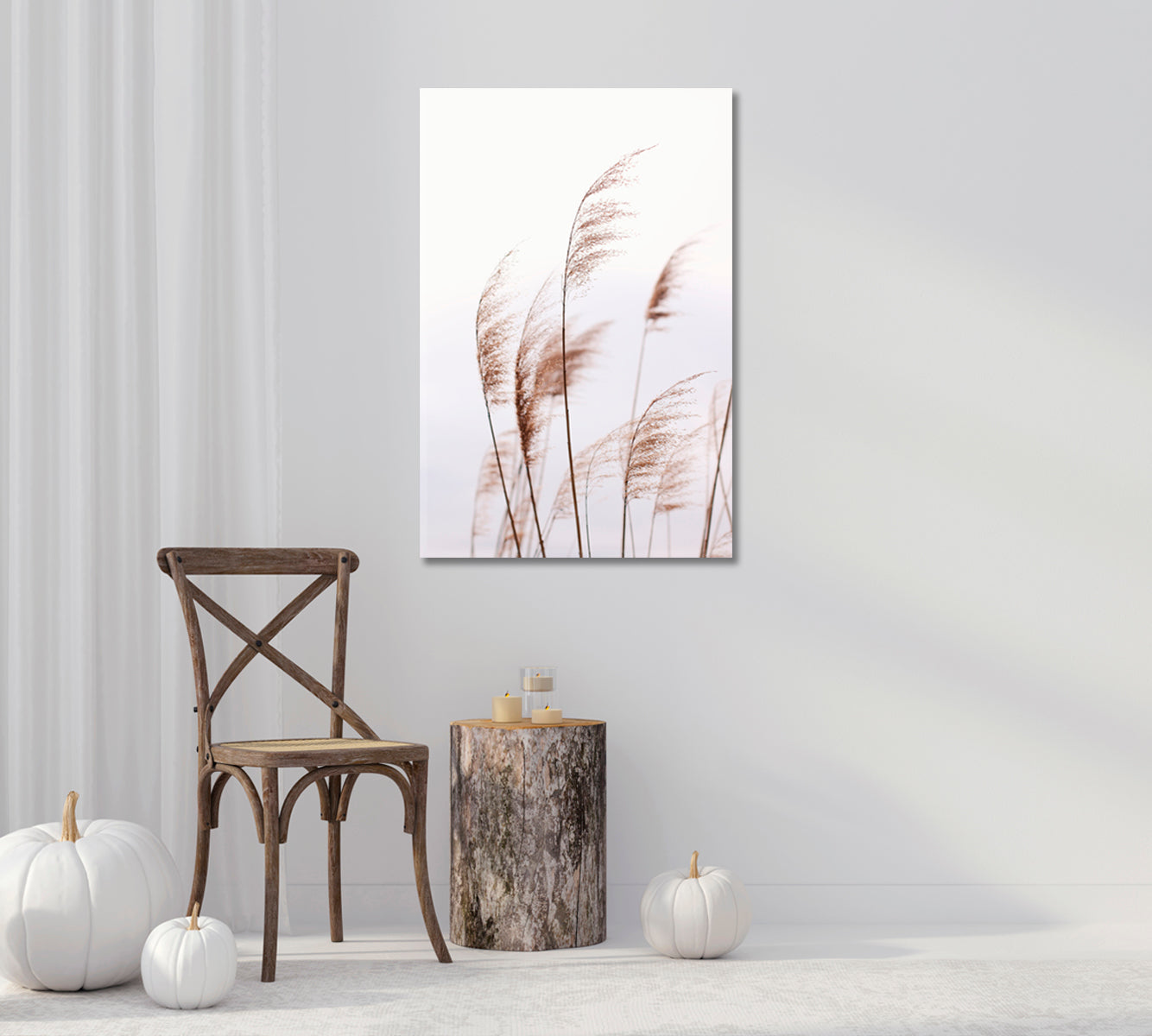 Tender Pampas Grass Pastel Wall Art-Canvas Print-CetArt-1 panel-16x24 inches-CetArt