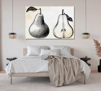 Pear Vintage Canvas Wall Art-Canvas Print-CetArt-1 Panel-24x16 inches-CetArt