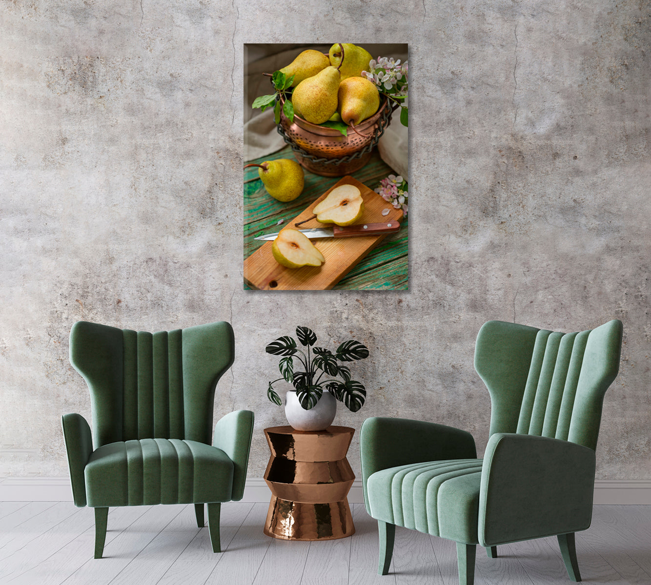 Ripe Pears Home Wall Decor-Canvas Print-CetArt-1 panel-16x24 inches-CetArt