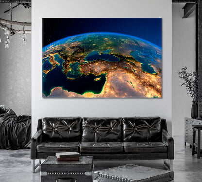 Planet Earth Modern Canvas Wall Decor-Canvas Print-CetArt-1 Panel-24x16 inches-CetArt