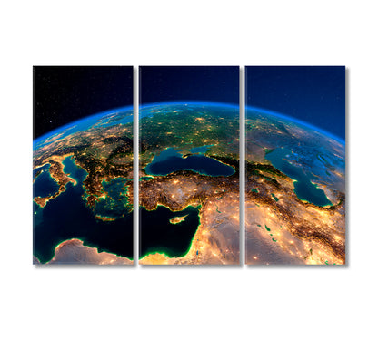 Planet Earth Modern Canvas Wall Decor-Canvas Print-CetArt-3 Panels-36x24 inches-CetArt