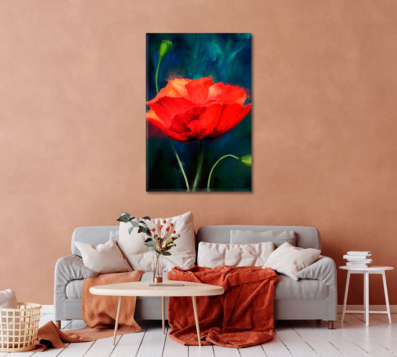 Poppy Wall Art Print on Canvas-Canvas Print-CetArt-1 panel-16x24 inches-CetArt