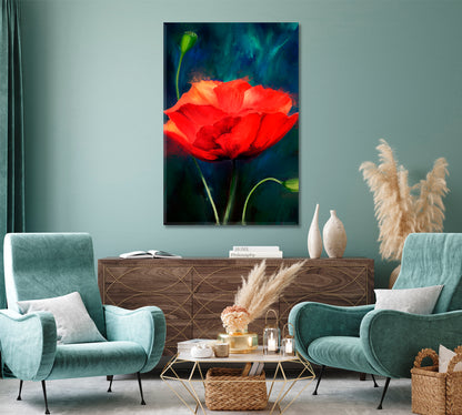 Poppy Wall Art Print on Canvas-Canvas Print-CetArt-1 panel-16x24 inches-CetArt