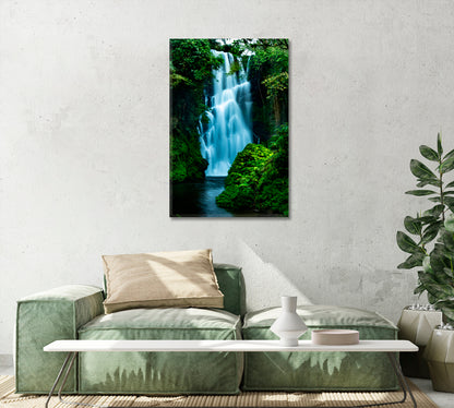 Rainforest Waterfall Canvas Art For Home-Canvas Print-CetArt-1 panel-16x24 inches-CetArt