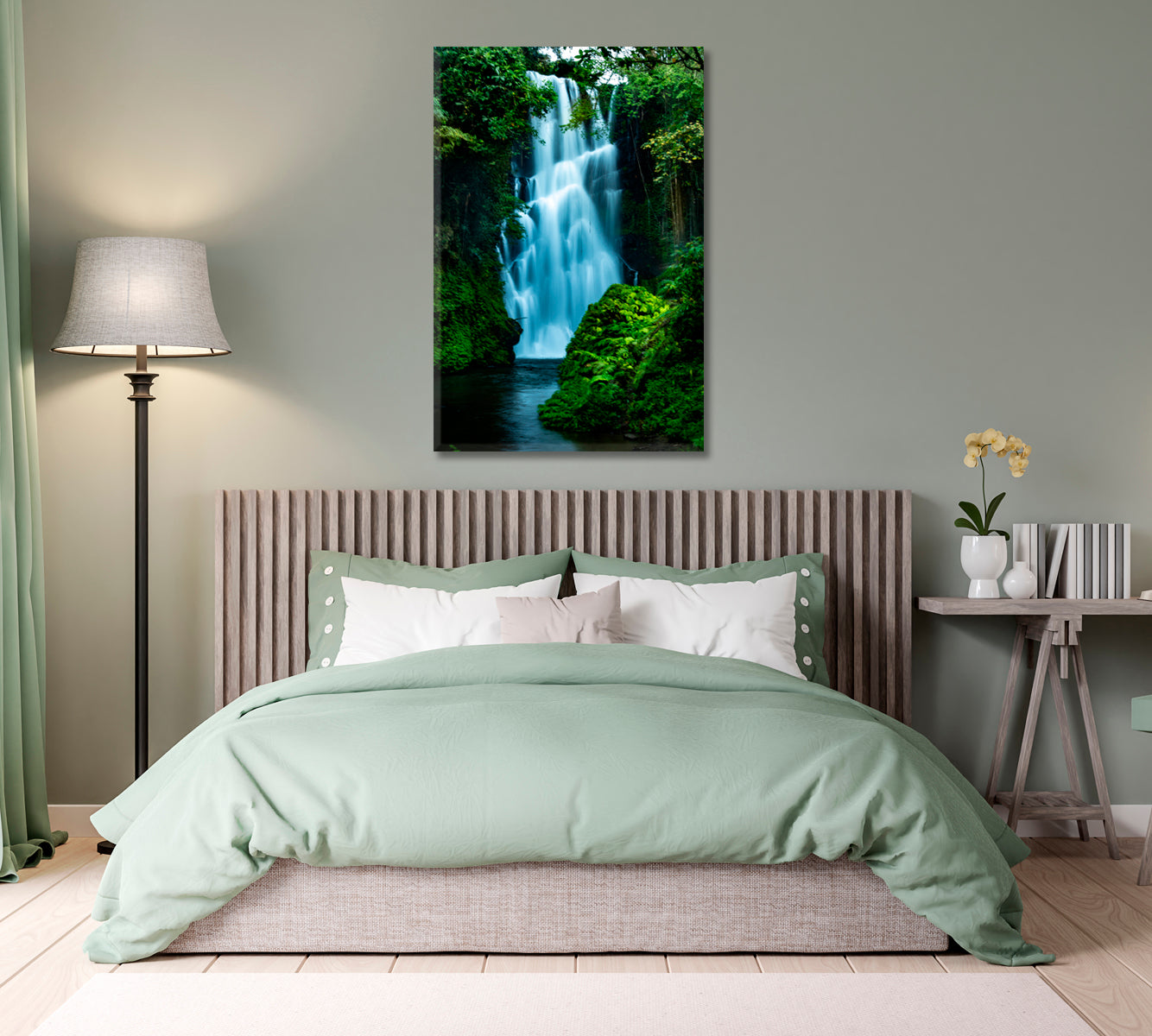 Rainforest Waterfall Canvas Art For Home-Canvas Print-CetArt-1 panel-16x24 inches-CetArt