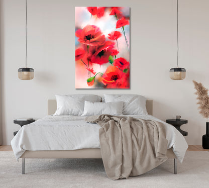 Red Poppies Abstract Canvas Print-Canvas Print-CetArt-1 panel-16x24 inches-CetArt