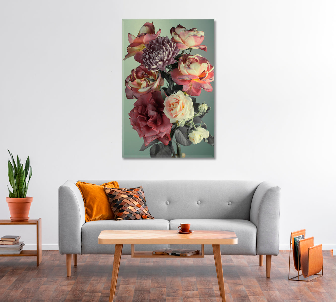 Red and Pink Roses Art For Home-Canvas Print-CetArt-1 panel-16x24 inches-CetArt