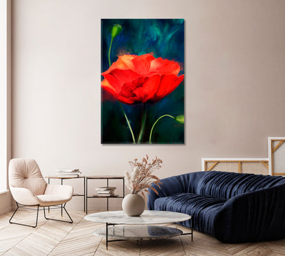 Poppy Wall Art Print on Canvas-Canvas Print-CetArt-1 panel-16x24 inches-CetArt