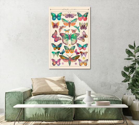 Vintage Butterfly Canvas Home Wall Art-Canvas Print-CetArt-1 panel-16x24 inches-CetArt