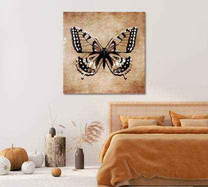 Vintage Abstract Butterfly Wall Art Canvas-Canvas Print-CetArt-1 panel-12x12 inches-CetArt