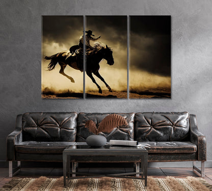 Cowboy Canvas Print Wall Art-Canvas Print-CetArt-1 Panel-24x16 inches-CetArt