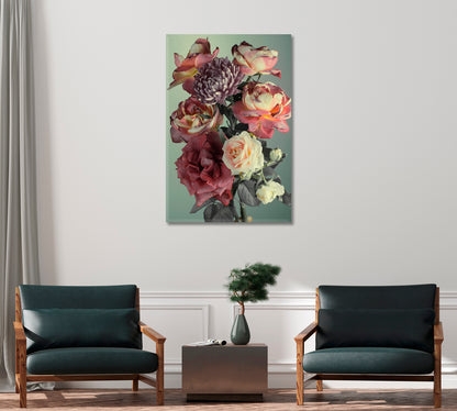 Red and Pink Roses Art For Home-Canvas Print-CetArt-1 panel-16x24 inches-CetArt