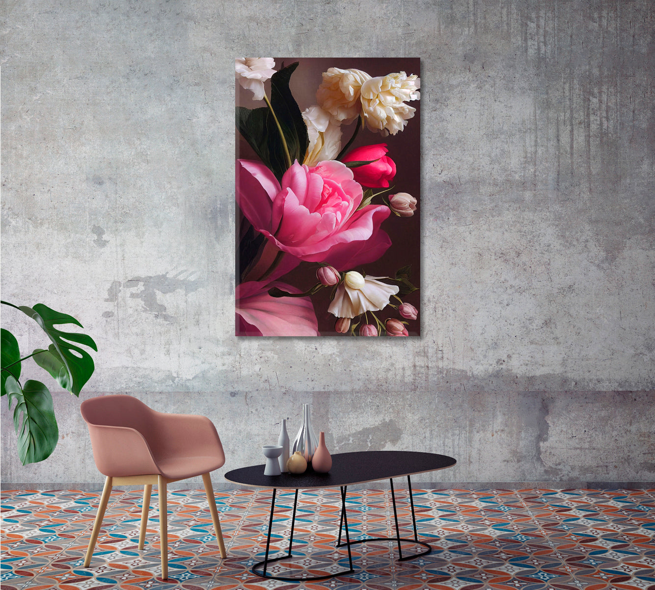 Elegant Roses Still Life Wall Art-Canvas Print-CetArt-1 panel-16x24 inches-CetArt