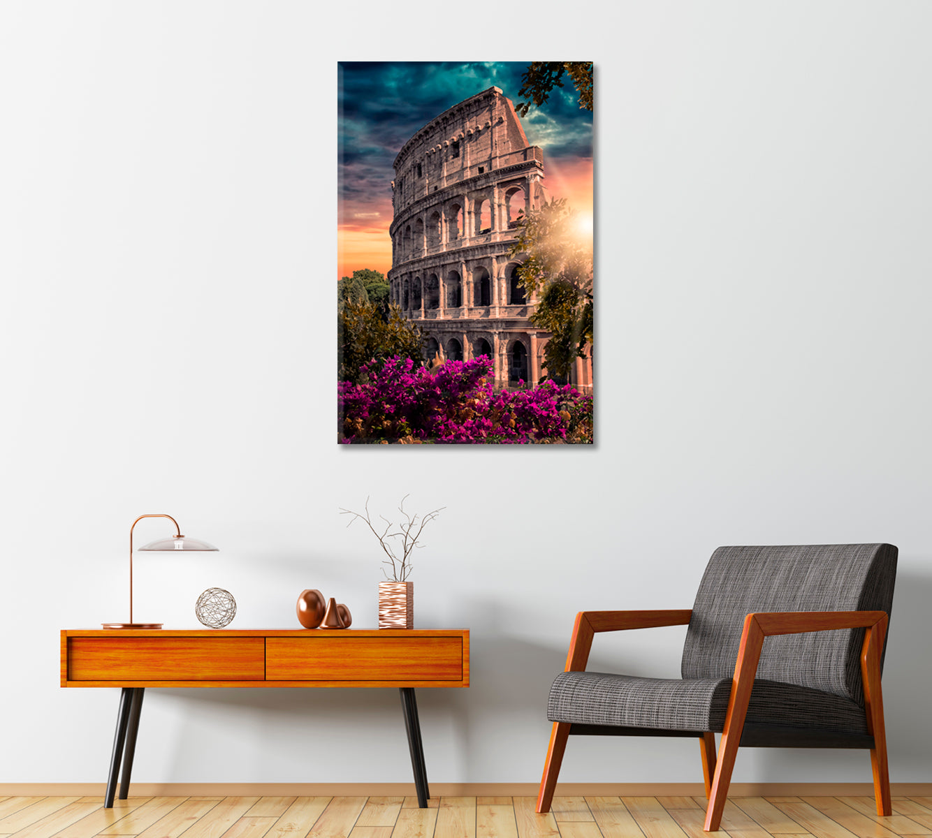 Rome Colosseum Italy Giclee Art Decor-Canvas Print-CetArt-1 panel-16x24 inches-CetArt