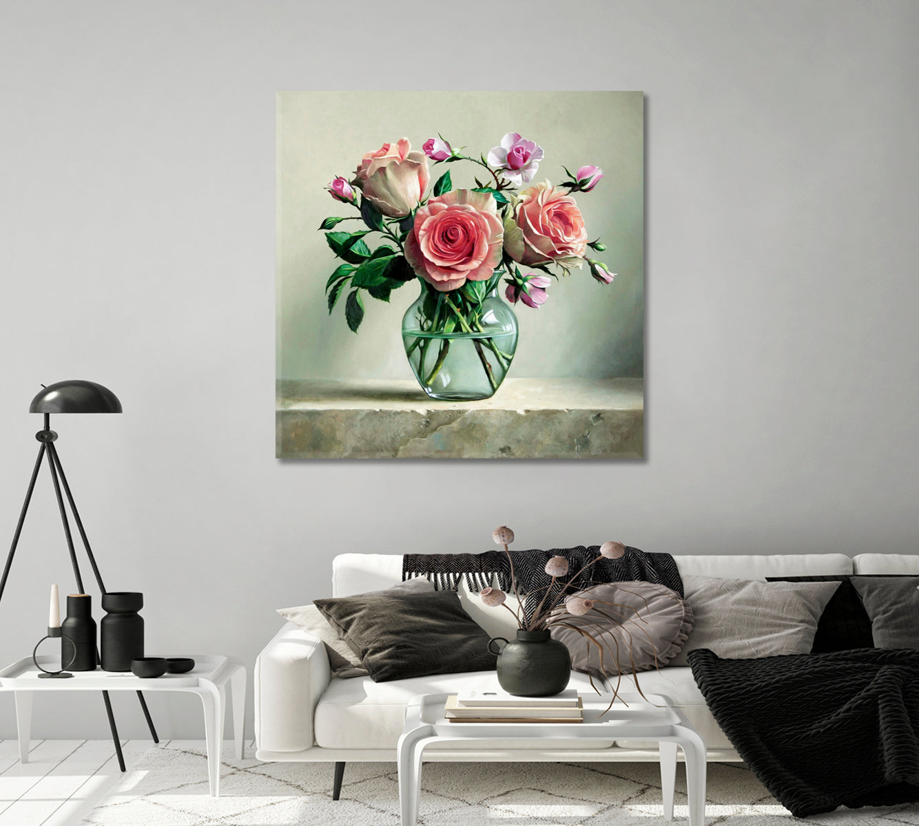 Rose Wall Art Canvas Prints-Canvas Print-CetArt-1 panel-12x12 inches-CetArt